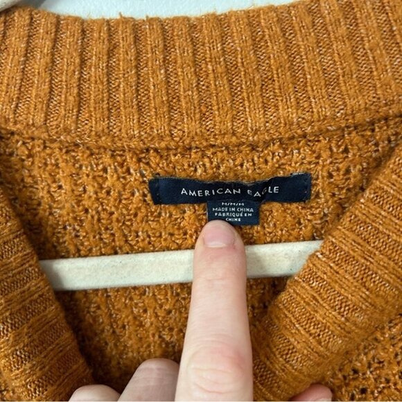 American Eagle Outfitters Brown Orange Crewneck Oversized Sweater Size Medium - Picture 4 of 7